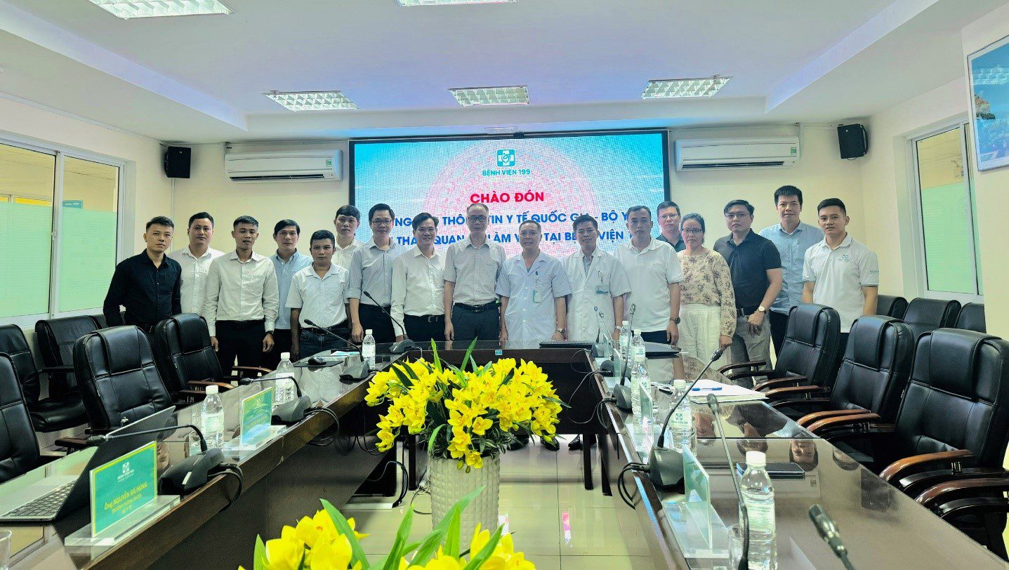 Đoàn công tác Trung tâm Thông tin y tế Quốc gia thăm và làm việc tại Bệnh viện 199 về HIS mã nguồn mở